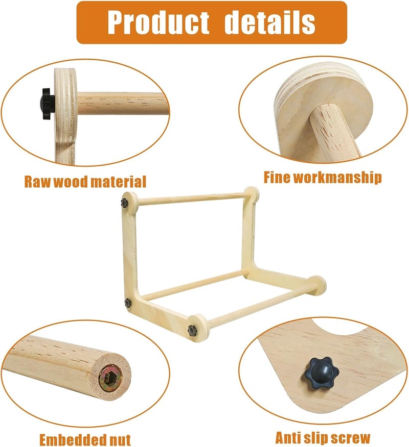 wdbg 2 Pack Adjustable Wooden Embroidery Stands for Cross Stitch, Tabletop Hoop Holder with 2 Sizes Rods Tapestry Needlepoint Lap Natural Wood Frame for Sewing & Quilting - Image 3